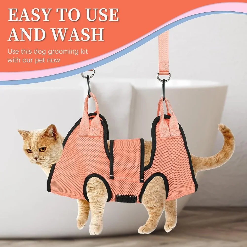 Dog/Cat Grooming Hammock, Pet Grooming Hammock with Security Strap